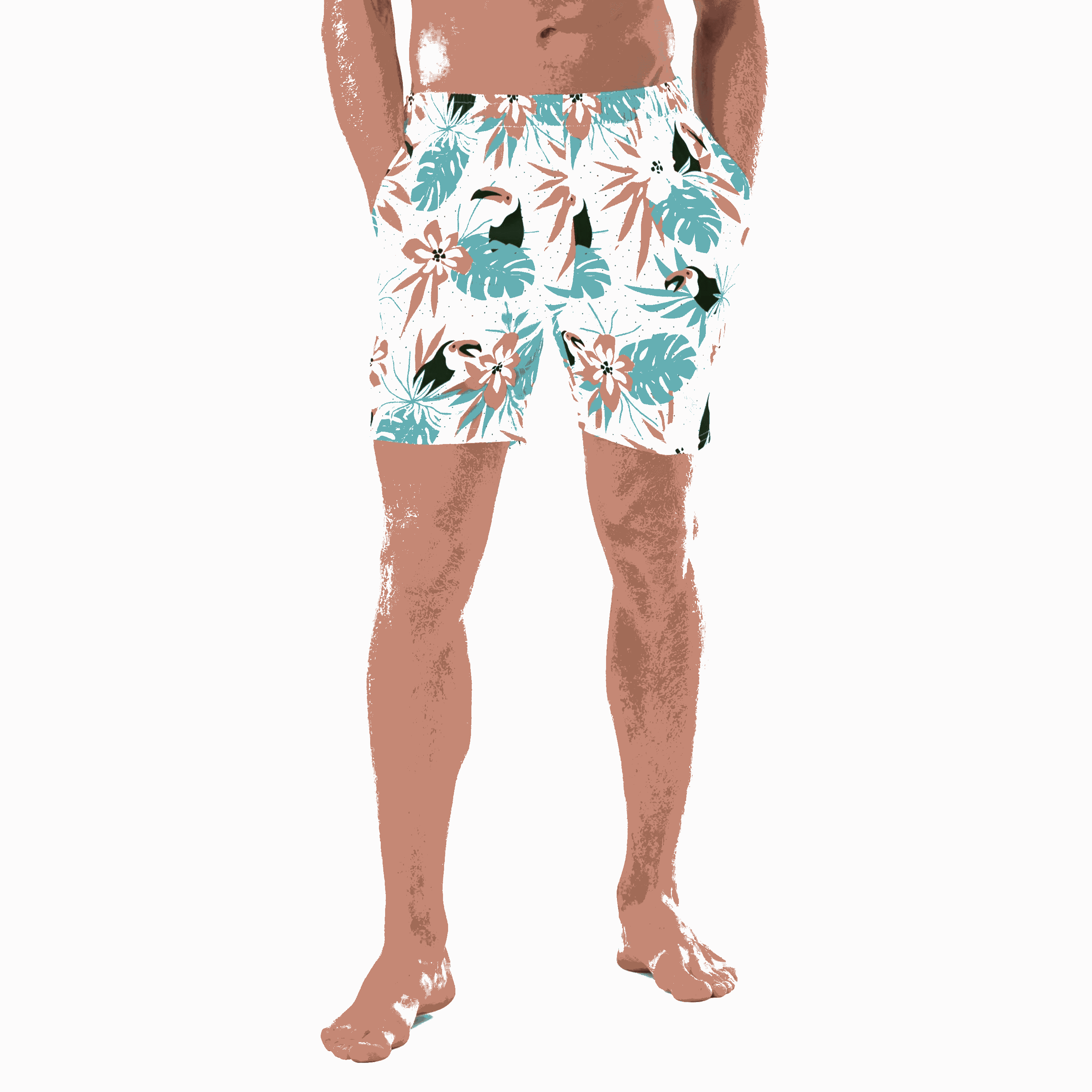 TRAJE DE BAÑO DE CORTE REGULAR CON ESTAMPADO PAPAGAYO