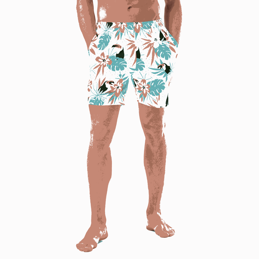TRAJE DE BAÑO DE CORTE REGULAR CON ESTAMPADO PAPAGAYO